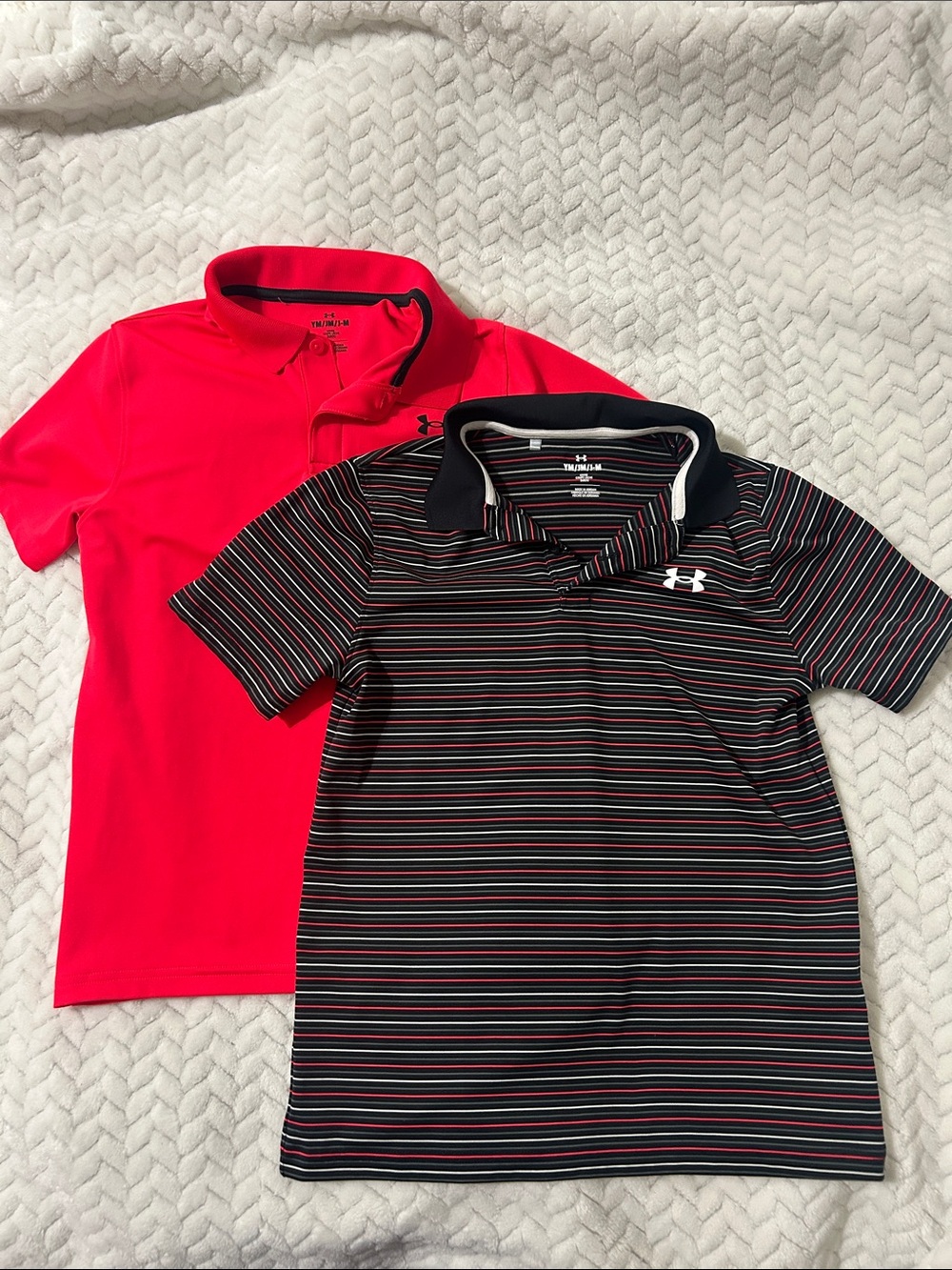 Under Armour Kids Red Polo and Black Striped Polo Set